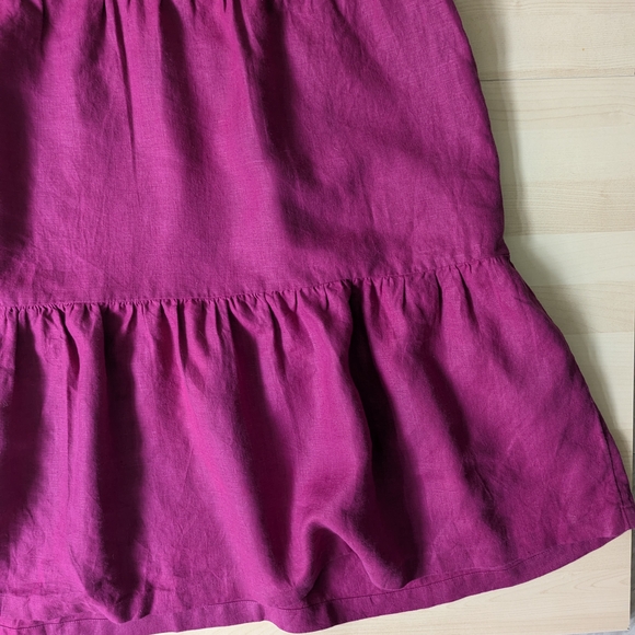 Chico's Magenta Pink Ruffle Sleeve Linen Roll Midi Dress - Picture 3 of 15